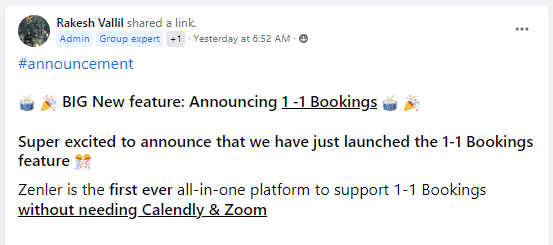 1-1 Bookings using New Zenler