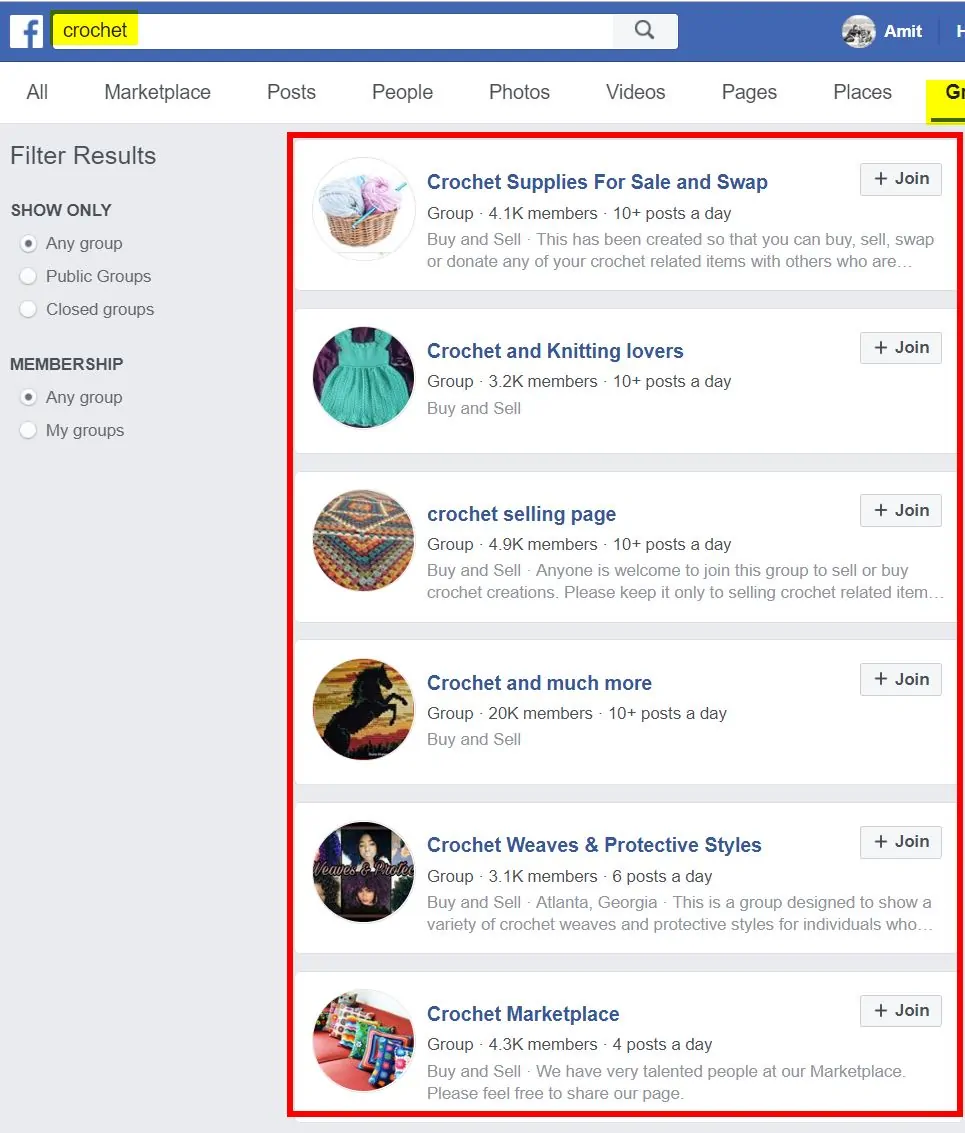 FB Groups crochet