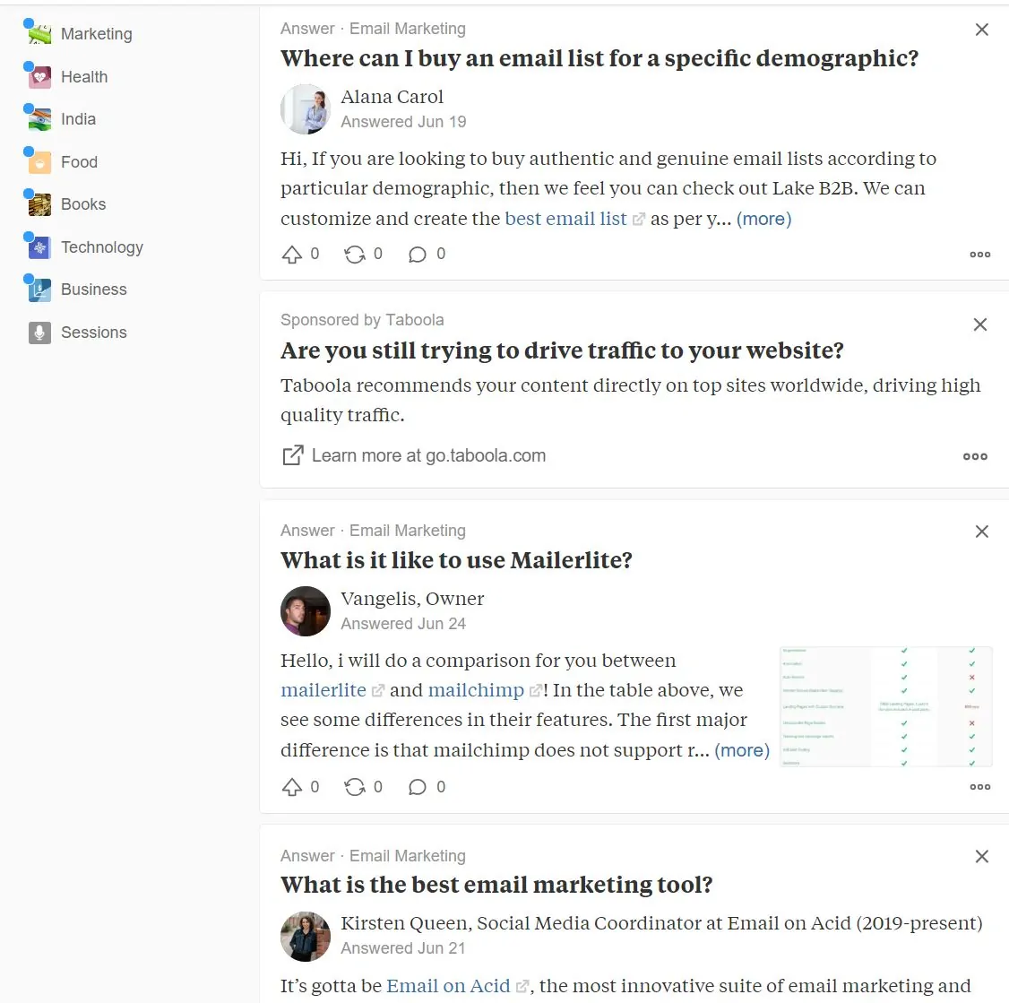 Quora questions email marketing