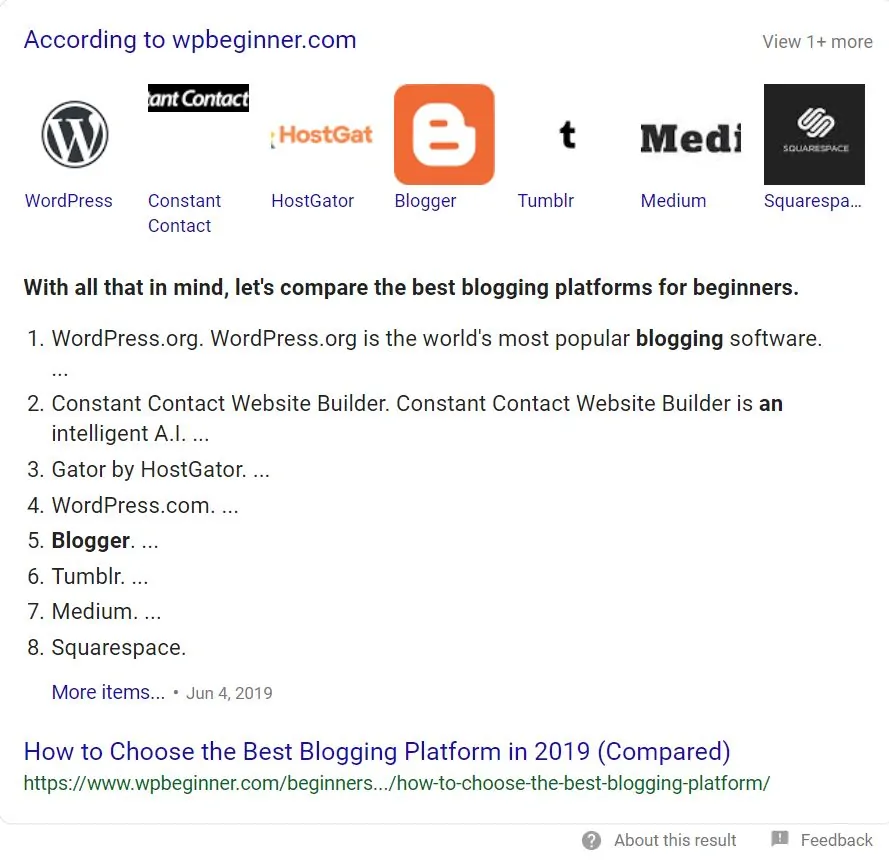 create your blog search result
