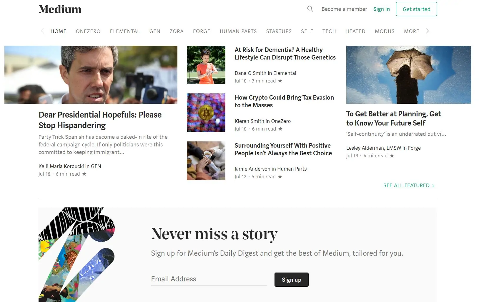 medium front page