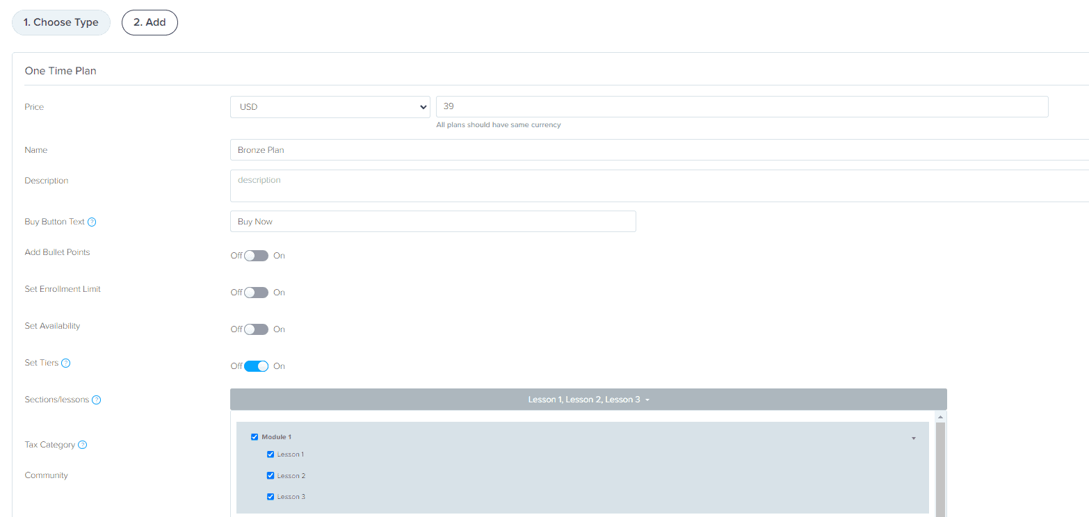 Adding tiers to pricing in New Zenler