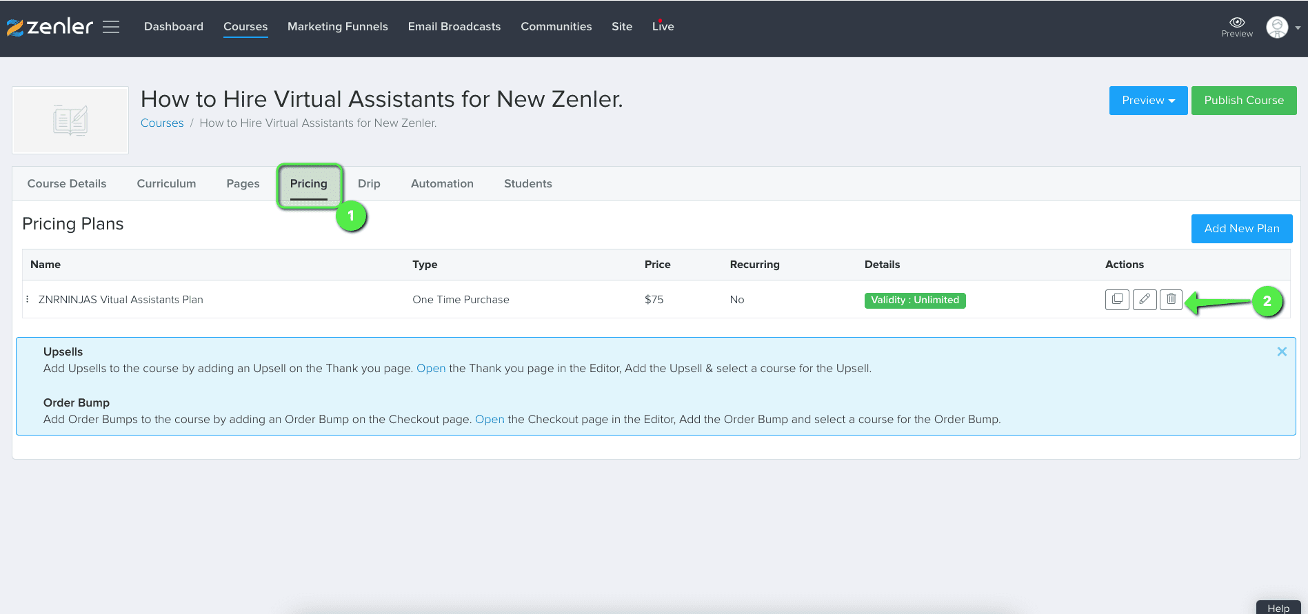 Delete the plan Delete the plan