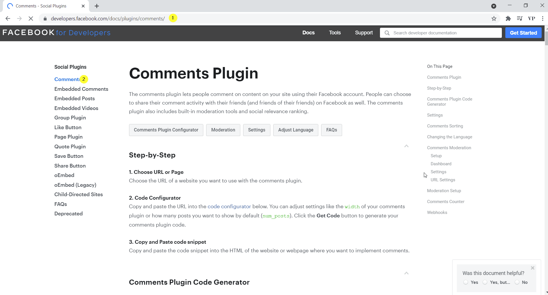 Go to developers facebook and click on commens Go to developers facebook and click on commens