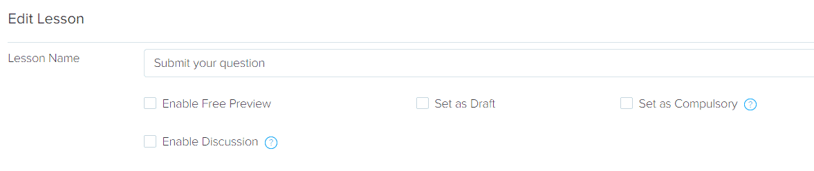 Lesson options in Zenler