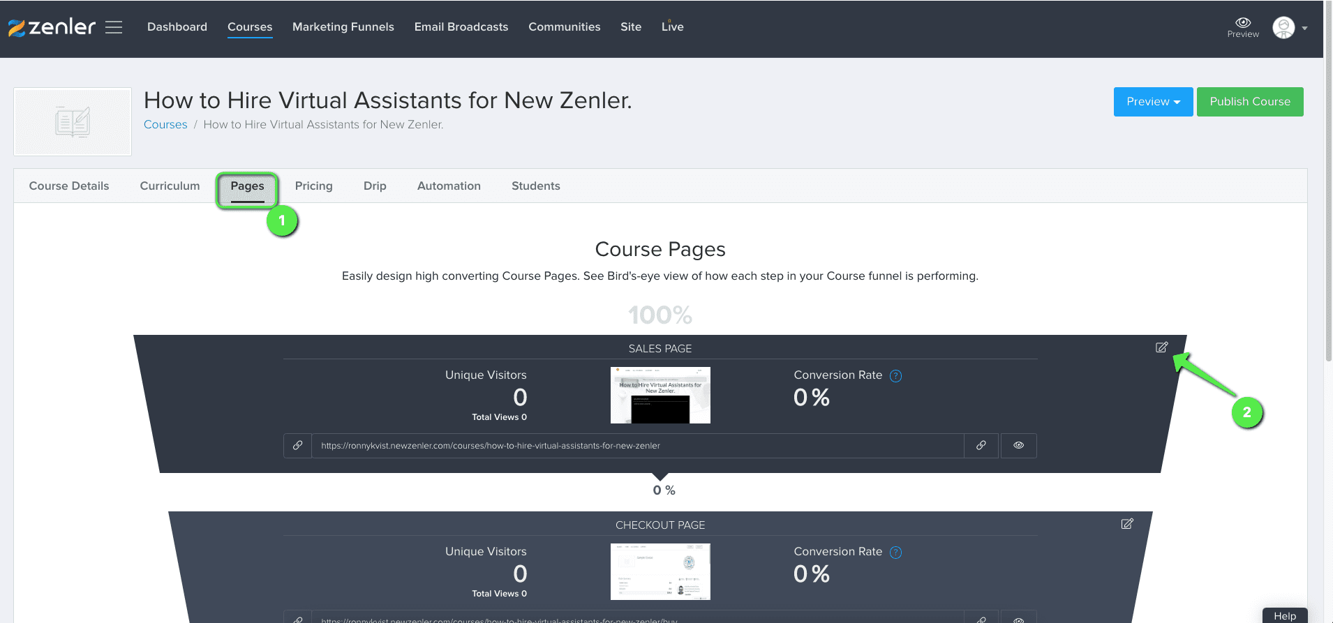 Open editor for sales page Open editor for sales page