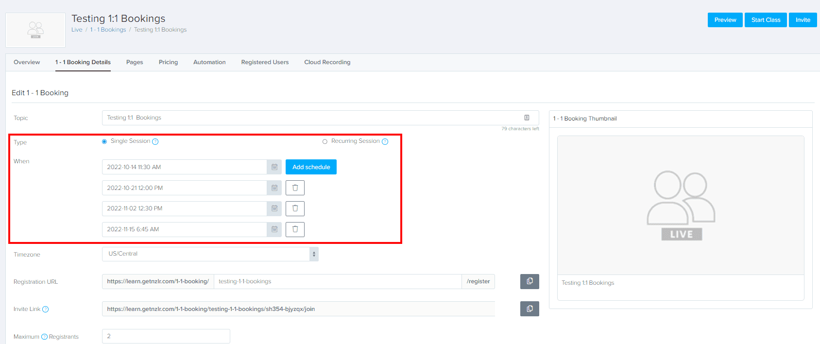 Step 3 for 1-1 bookings