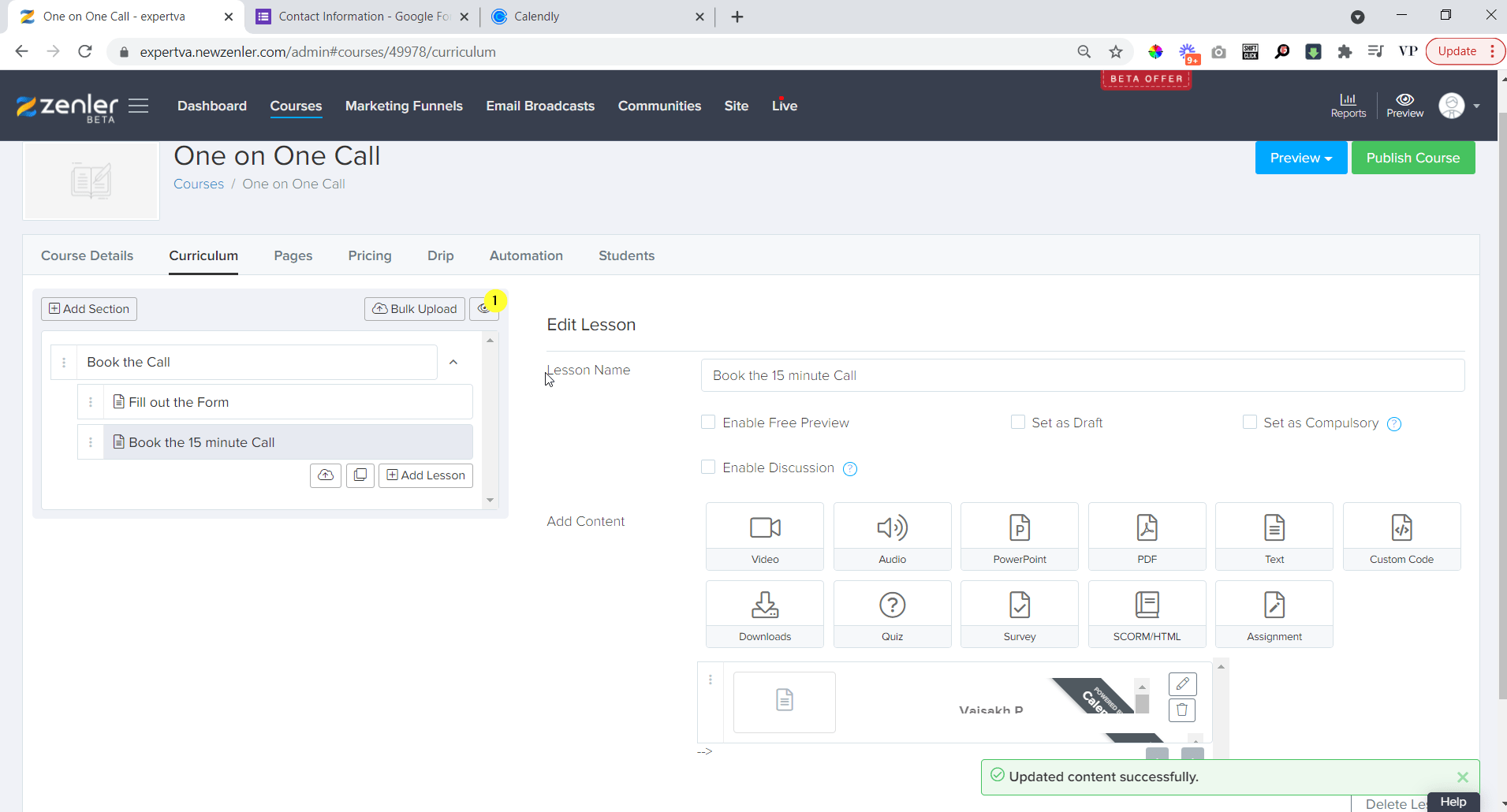 all done you can preview the course and test it out all done you can preview the course and test it out