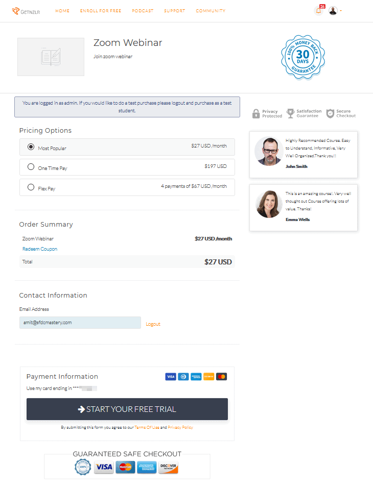 checkout page default