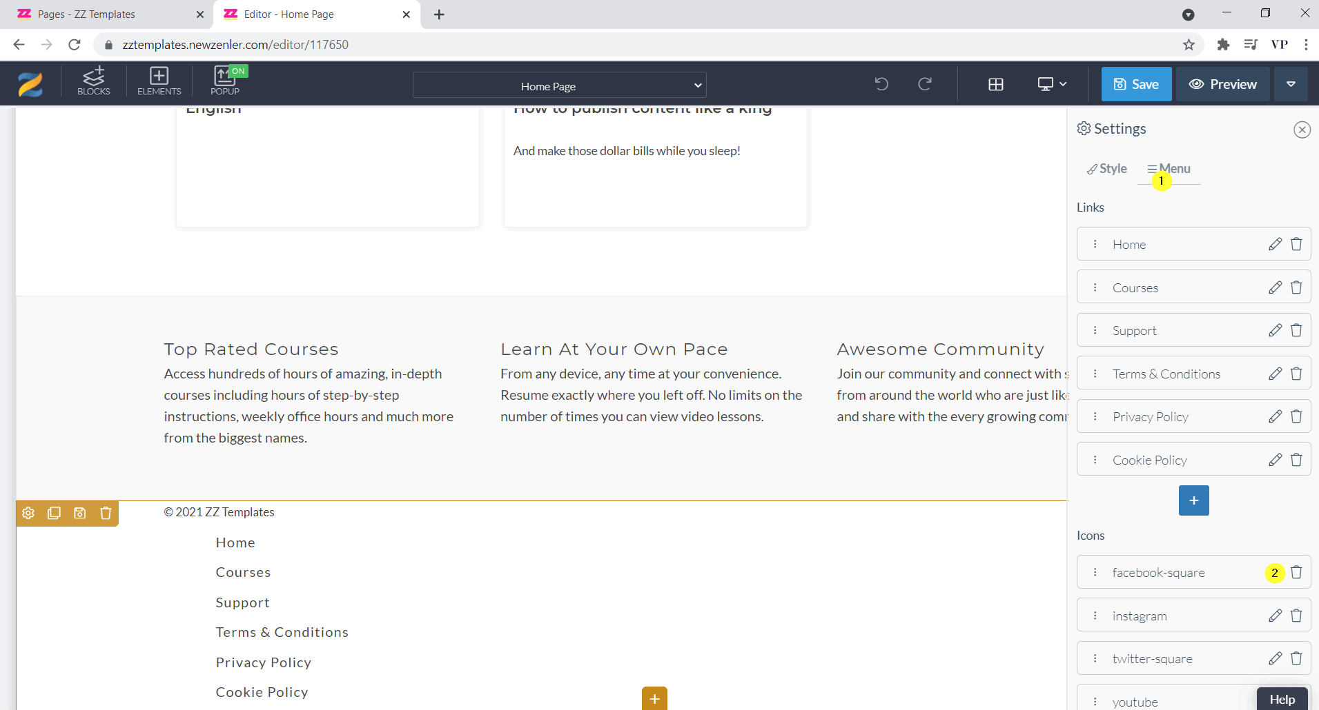 click on menu and then click on edit icon