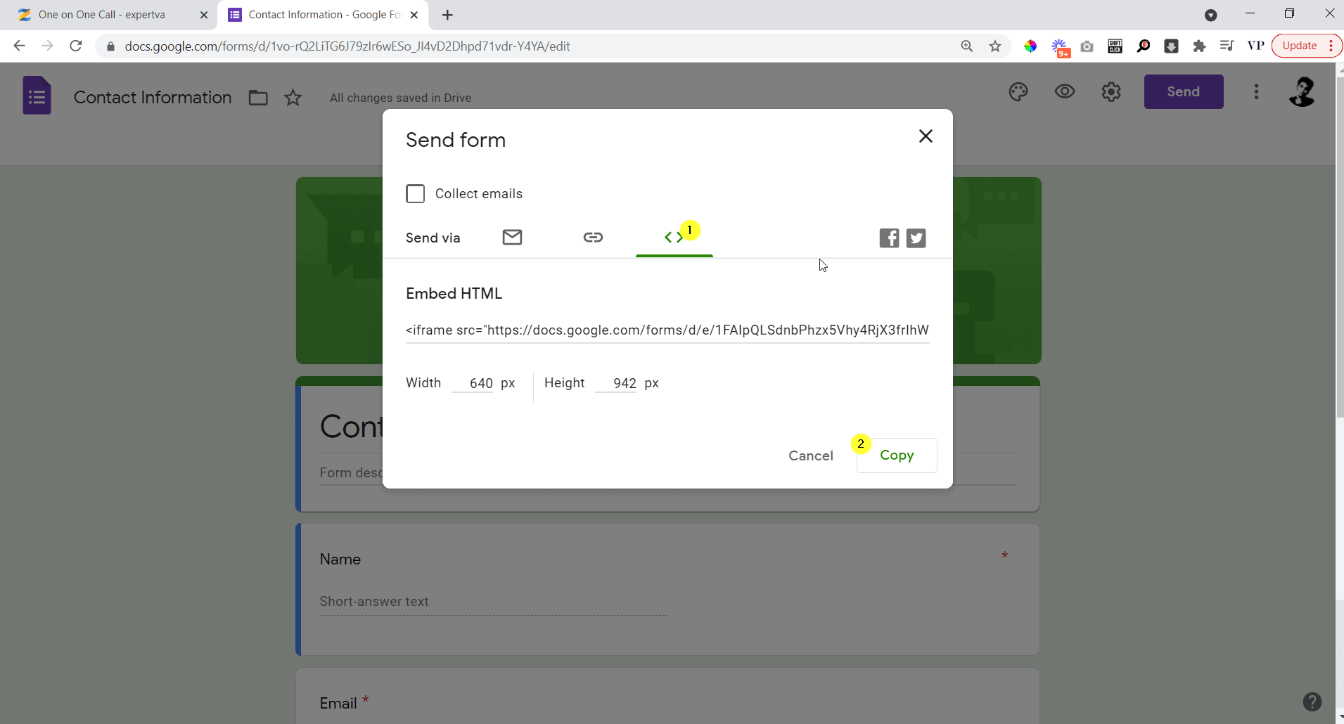 click on the embed section and copy the code by clicking the copy button click on the embed section and copy the code by clicking the copy button