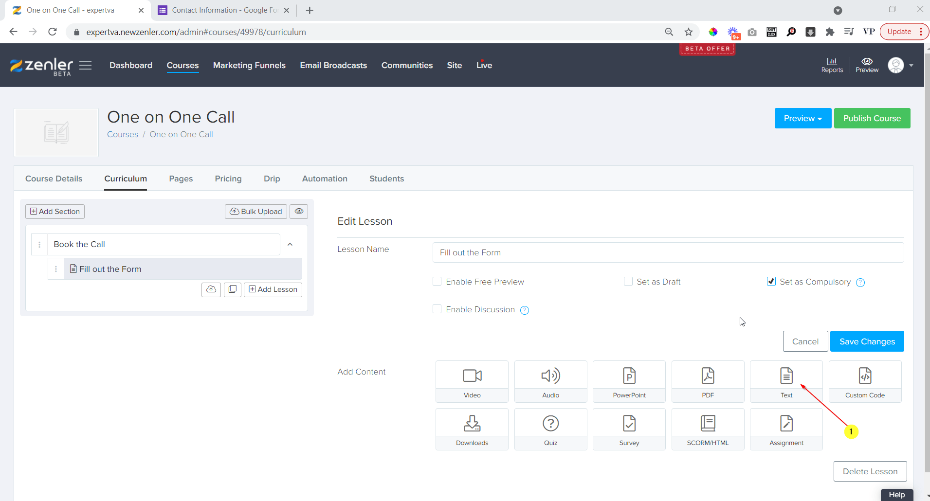 go back to the course curriculum section and click on text go back to the course curriculum section and click on text