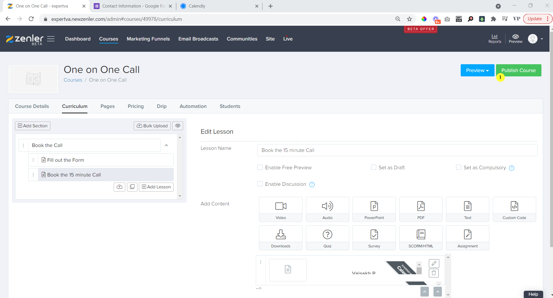 make sure that you publish your course make sure that you publish your course