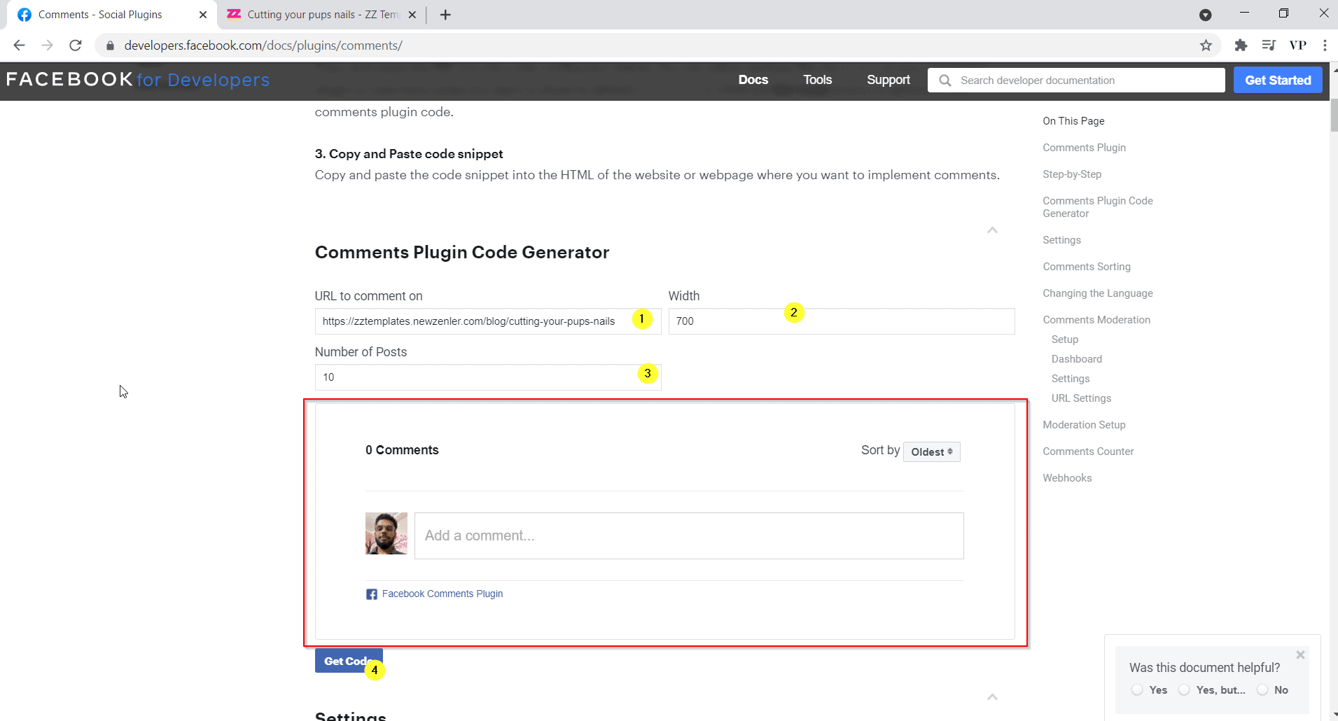 set up the comments plug in set up the comments plug in