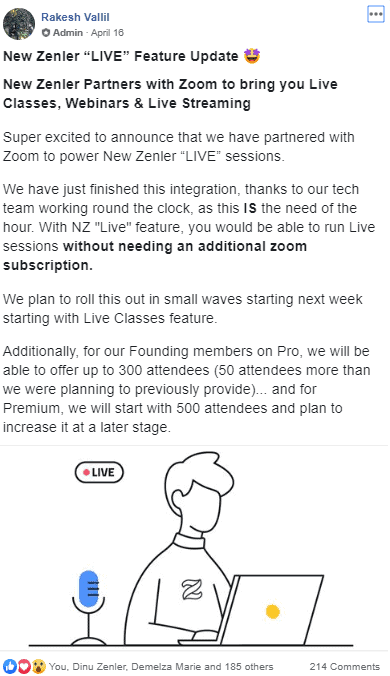 zoom announcement